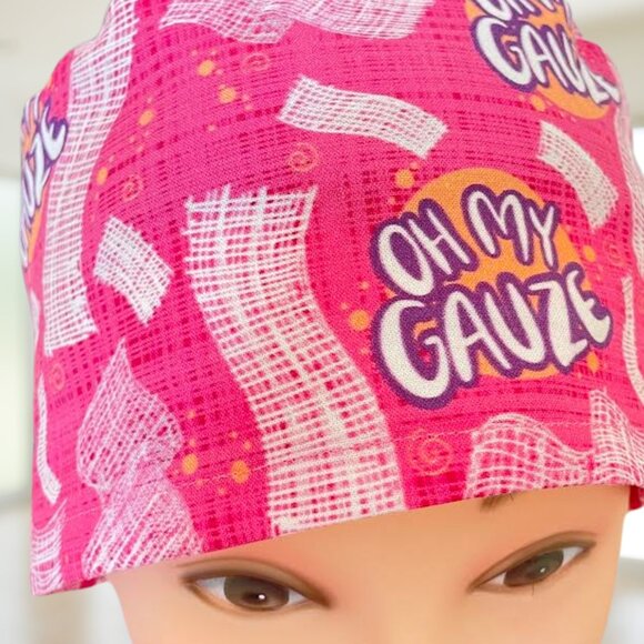 Oh My Gauze Premium~ Ponytail Scrub Cap, Surgical Hat, OR, CNA, Gift - Picture 3 of 5